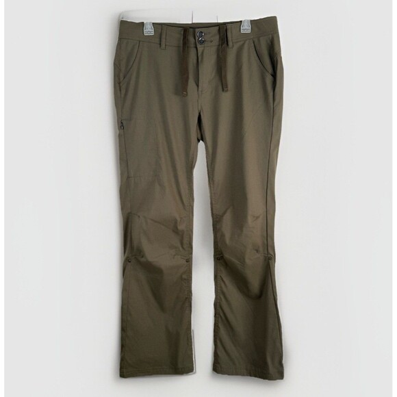 PrAna Halle Pant Size 12 Slate Green Outdoor Hiking UPF50+ Stretch Roll Up - Picture 1 of 12
